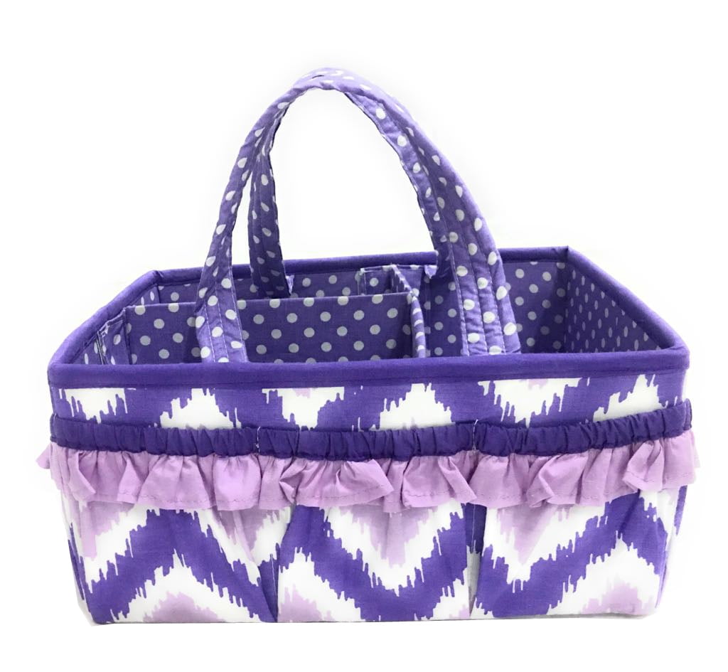 Bacati - Nursery Storage Caddy Mix N Match Ikat Chevron/Dots Purple