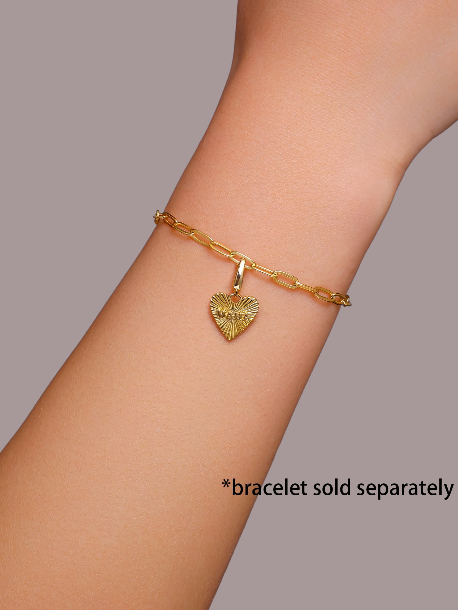 Brilliance Fine Jewelry Mama Heart Charm in 14KT Gold Plated Sterling Silver