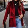 thumbnail image 2 of Lenpel Velvet Blazer Jackets for Women Open Front Long Sleeve Business Casual Suit Coat Oversized Long Dress Coat, 2 of 3