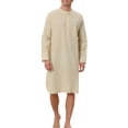 thumbnail image 1 of INSPIRE CHIC Chemise de Nuit pour Homme à Col Henley à Bande Pyjama Nuisette m Kaki, 1 of 5