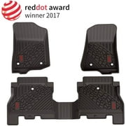 3W Floor Mats for Jeep Gladiator 2020-2021 TPE Floor Liner 1st & 2nd Row Full Set Car liners with red Logo,Black