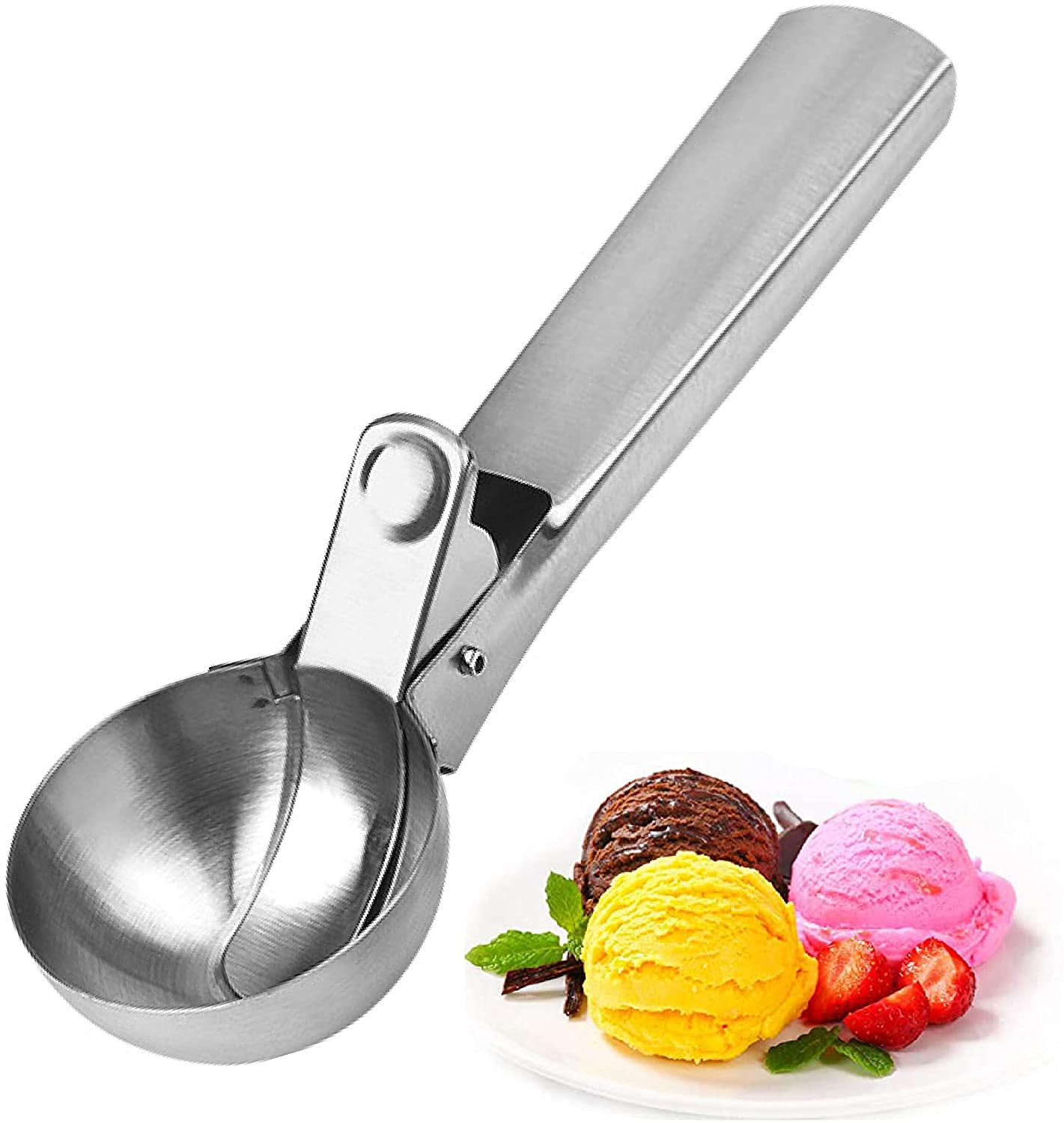 18CM Stainless Steel Anti-Freeze Ice Cream Scoop Ball Digger Creative Non-Stick 