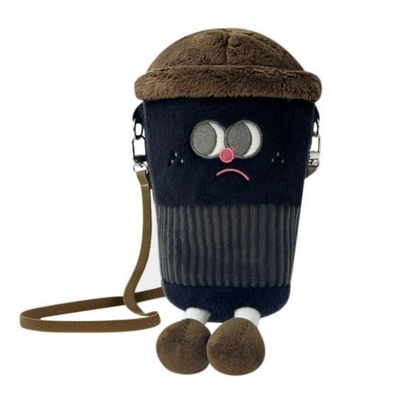 Plush Coffee Cup Messenger Bag - Cute Milk Tea Cup One-Shoulder Purse, Soft Small Portable Crossbody Plush Bag for Women