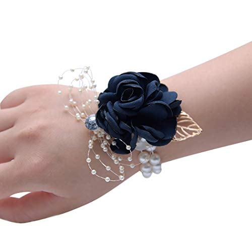 Wedding Wrist Pearl Corsage Bracelet Bridal Bridesmaid Hand Wrist Flowers