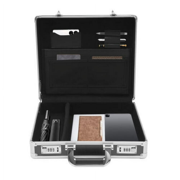 Aluminum Black Locking Briefcase, Hard Laptop Case, Combination