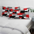 thumbnail image 4 of Red Black Geometric Throw Pillow Covers, Modern Abstract Art Block Soft Breathable Pillow Cases with Invisible Zipper for Sleeping, Standard Pillowcases for Couch Bed Sofa Chair 20x26 Inches, 4 of 9
