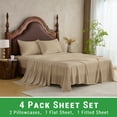 thumbnail image 2 of Gogreen 4PC Bamboo Full Sheet Set, Deep Pocket Fit 16", Breathable Super Soft Luxury Hotel Style Home Decor Full Size Sheet Set, Gift for Women, Men - 2 Pillowcases, 1 Flat Sheet, 1 Fitted Sheet, 2 of 9