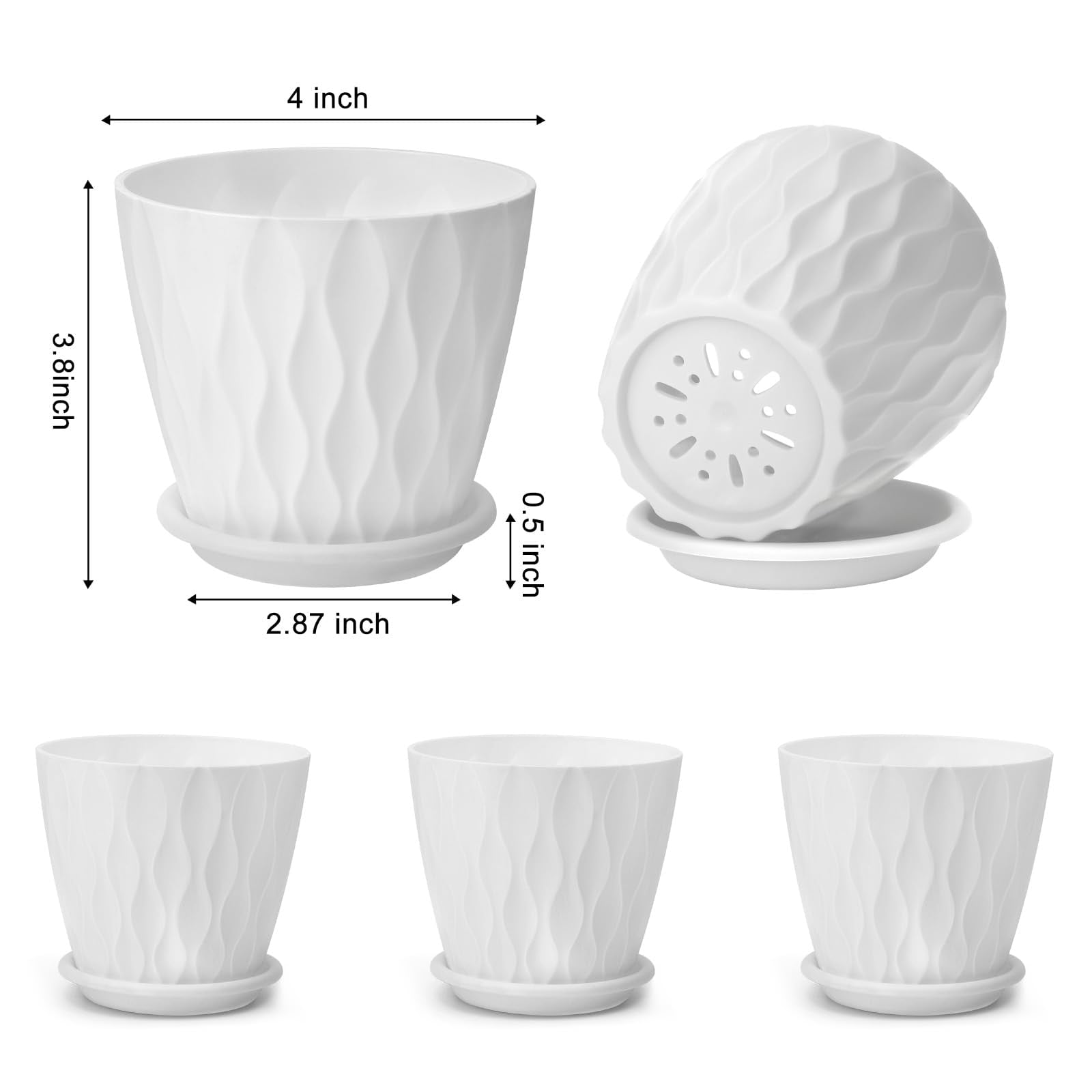 White Plastic Plant Pots & Planters