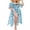 Blue Green Leaves, variant on Womens Plus Size Swimsuit Cover Up Deep V Neck Bathing Suit Swimwear Bikini Coverup Long Split Kaftan Kimono Dress