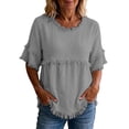 thumbnail image 2 of Womens Short Sleeve Tops Summer 2026 Trendy Boat Day Outfits Dressy Casual Blouses for Work Vacation Mode, 2 of 6