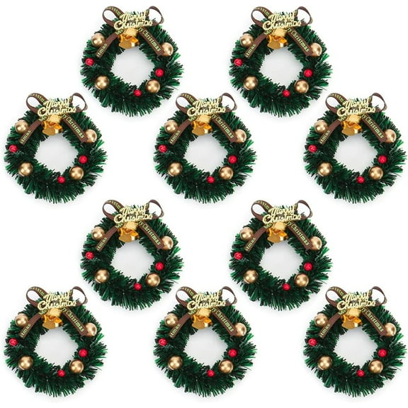 NOGIS 20 Pieces Dollhouse Miniature Christmas Wreath Miniature 1:12 Dollhouse Accessories Hanging Christmas Decoration with Bowknot and Bell Dollhouse Decoration for Xmas Tree Art Craft Decor
