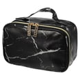 thumbnail image 1 of Bolsa de maquillaje de mármol organizadora de brochas de maquillaje 8 x 5 x 4 Negro Unique Bargains, 1 of 7
