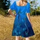 thumbnail image 5 of Vestido de manga corta con diseño de pareja de caballitos de mar en aguas azules profundas. Vestidos de novia para mujer. Tendencia en ropa de mujer., 5 of 7