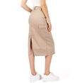 thumbnail image 2 of Wax Jean Womens Juniors High Waist Back Slit Midi Cargo Skirt (Khaki, Medium), 2 of 4