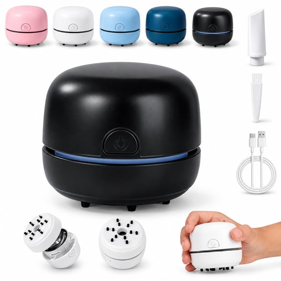 Portable Mini Desk Vacuum Cleaner, Handheld Mini Vac with USB Recharge & Brush for Keyboard Dust, Computer, Car Interior, Desk Clutter