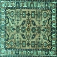thumbnail image 1 of Ahgly Company Machine Washable Indoor Square Persian Turquoise Blue Traditional Area Rugs, 3' Square, 1 of 4