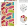 thumbnail image 2 of Colorful Flip Flops Hand Towels 2 PCS, Summer Beach Kitchen Towel Ultra Soft and Highly Absorbent,Decorative Fingertip Face Towel for Bathroom Hotel, 28.3"x14.4", 2 of 5