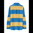 thumbnail image 4 of Suéteres de Cuello en V y Larga con Botones y Bloques de Color A Rayas para Mujer, Moda de Otoño 2025, Talla Grande Amarillo y Azul M, 4 of 6