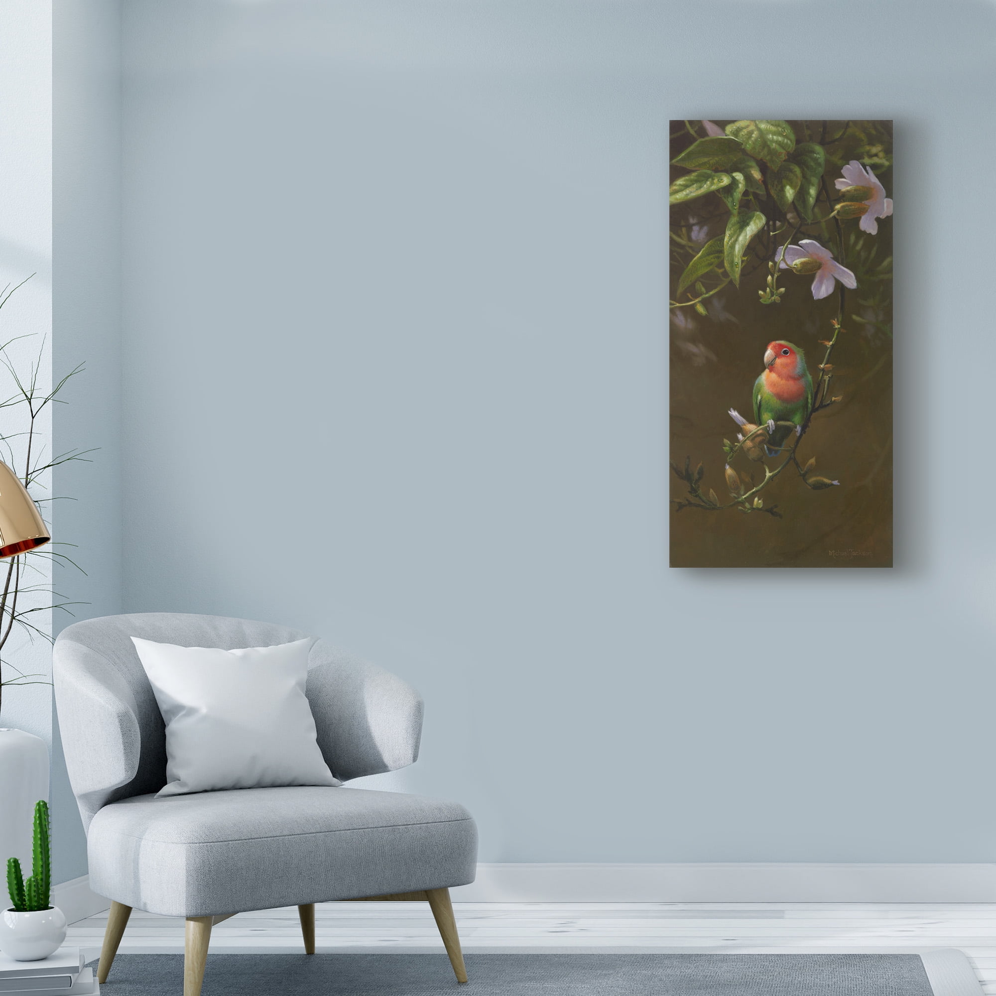 Peach Faced Lovebird 1' Canvas Art by Michael Jackson