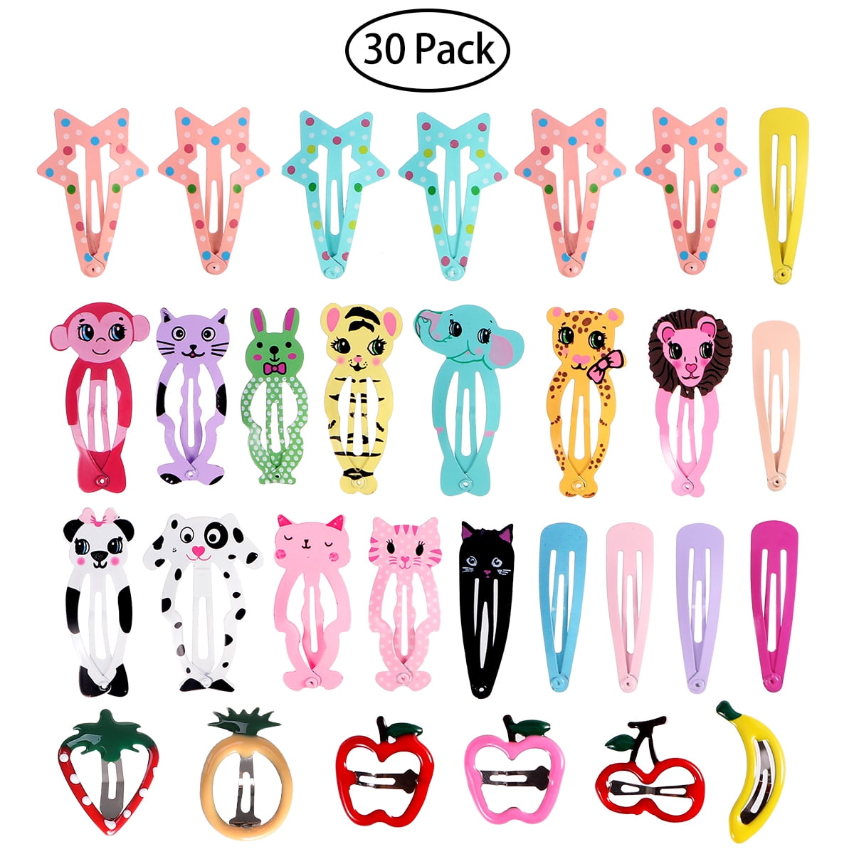 32 Pcs Hair Clips Lovely Metal Cute Snap Barrettes Hairpins for Teens Toddlers 
