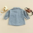 thumbnail image 4 of Spring Kids Girls Denim Dress Lapel Solid Color Long Sleeves Dress Pockets Button Autumn Clothes, 4 of 8