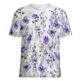 thumbnail image 5 of Floral Colorful Flower Women's Short Sleeve T-Shirt Crew Neck Casual Summer Trendy Loose Fit Tops, 5 of 6