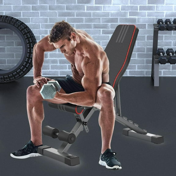 Adjustable Weight Bench Foldable 330lbs Capacity, Utility Workout Bench for Home Strength Training, Gym Incline Decline Bench for Full Body Exercise