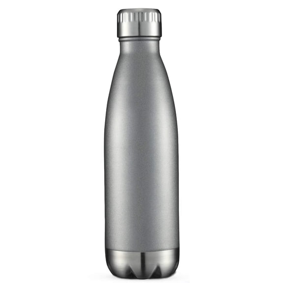 Insulated water bottle 17oz, stainless steel thermal bottle with double wall vacuum insulation, perfect for hiking, gym, office, travel, grey