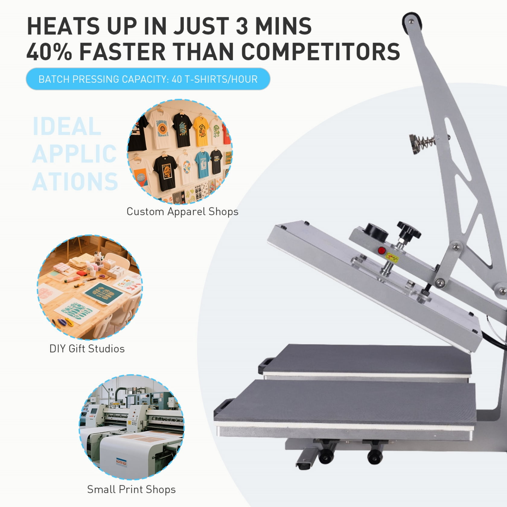 24x16 Inch Heat Press, Commercial Heat Press Machine for T-Shirts, Garments, Bags, Textile, Curtains