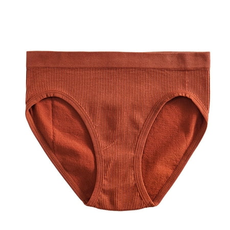 Teenage Girls Underwear Size Medium Ladies Underwear plus Size Women Mid Waist Solid Color Ribbed File Sexy Breathable Seamless Briefs Panties