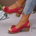 thumbnail image 7 of Buckled Square Heel Sandals for Women,Dressy Peep Toe Slingback Chunky Low Heeled Wedge Shoes Dress Sandals,43, 7 of 7
