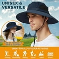 thumbnail image 2 of Bxaolu Wide Brim Sun Hat, Sun Protection Waterproof Packable Bucket Hat for Men Women, Fishing Hiking Beach Garden Hat, Navy, 2 of 5