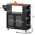 thumbnail image 3 of Kitchen Island with Power Outlet, Rolling Kitchen Island with Glass Doors and Open Storage Shelf, Island Table with Spice Rack, Towel Rack for Kitchen, Rustic Brown and Black, 3 of 9