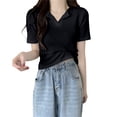thumbnail image 7 of PADFRYBK Summer T-Shirt For Women Casual V-Neck Pullover Short Sleeve Tops Go Anywhere Solid Color Loose Casual Tunic Blouses, 7 of 7