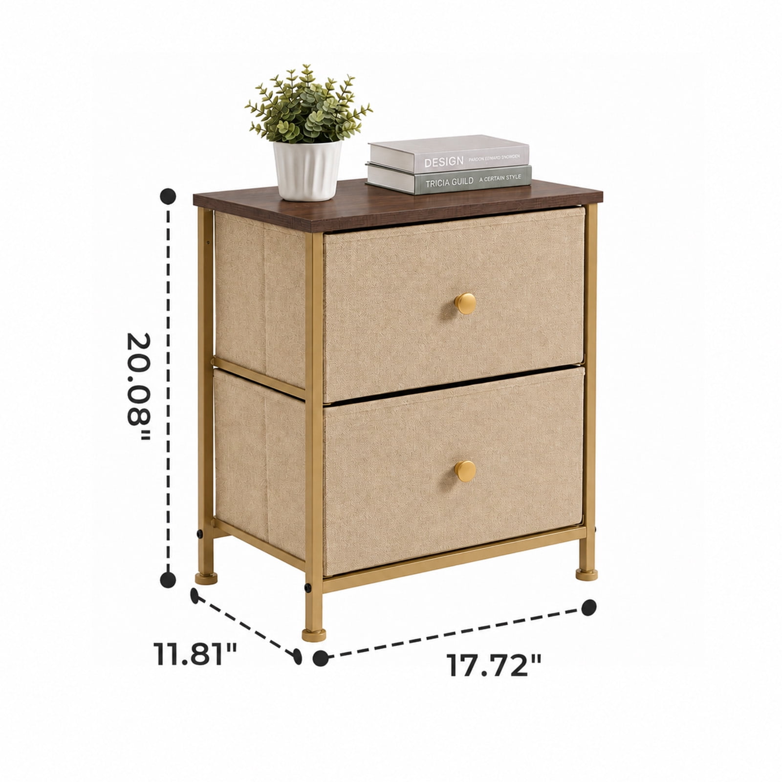 Alvantor Nightstand with 2 Storage Drawers, Small Bedside Table, Small Dresser with Sturdy Wooden Top for Daily Essentials, Compact Nightstand for Bedroom and Small Spaces