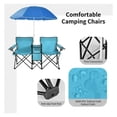 thumbnail image 2 of Folding Double Camping Chair with Umbrella, Portable Picnic Loveseat with Cooler & Table, 2 of 9