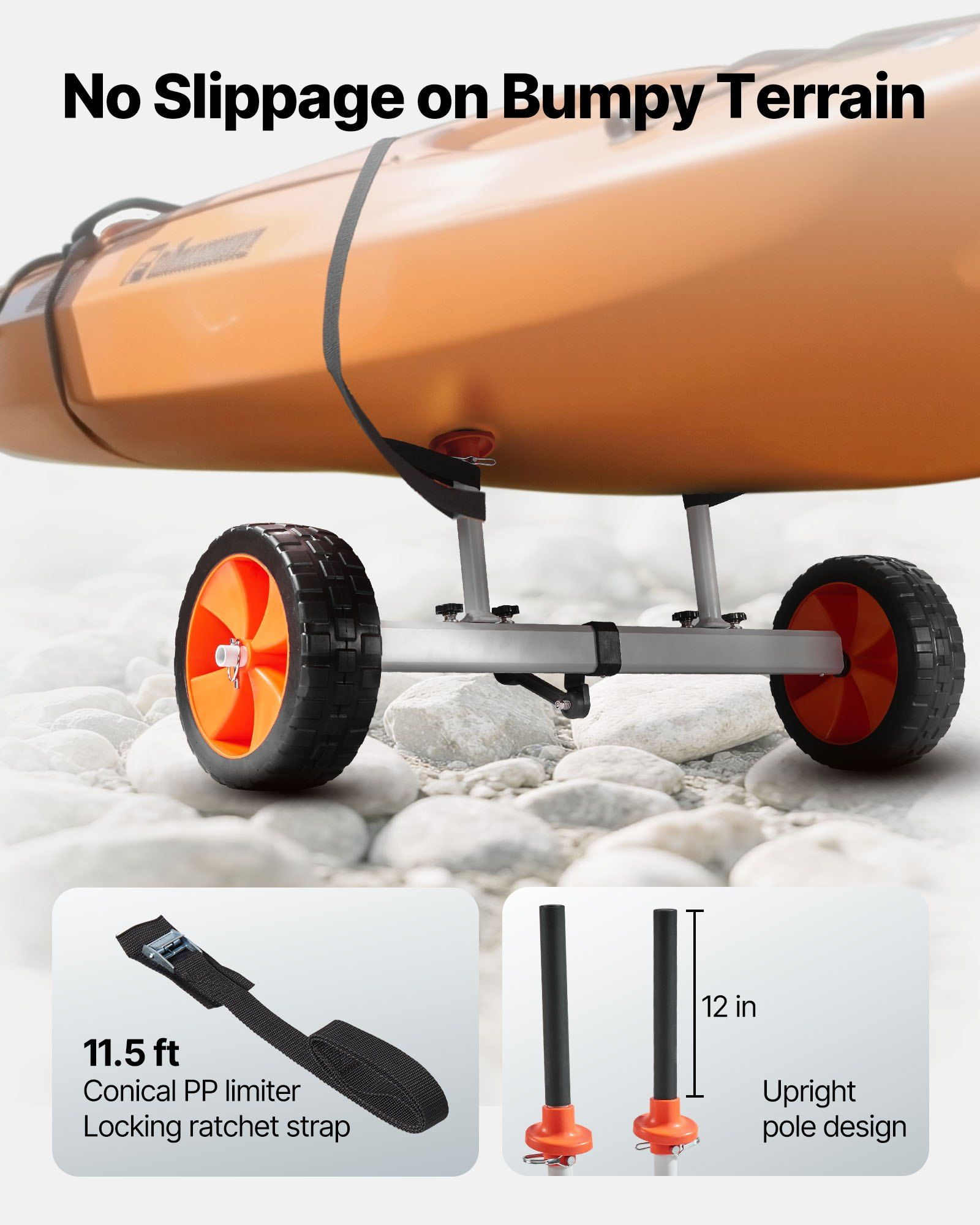 CAFORKP Kayak Cart, 230 lbs Load Capacity, Canoe Dolly with 10" Solid PU Tires & Kickstand