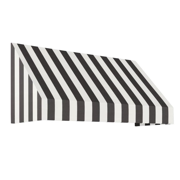 Awntech 5.375 ft New Yorker Fixed Awning Acrylic Fabric, Black/White Stripe