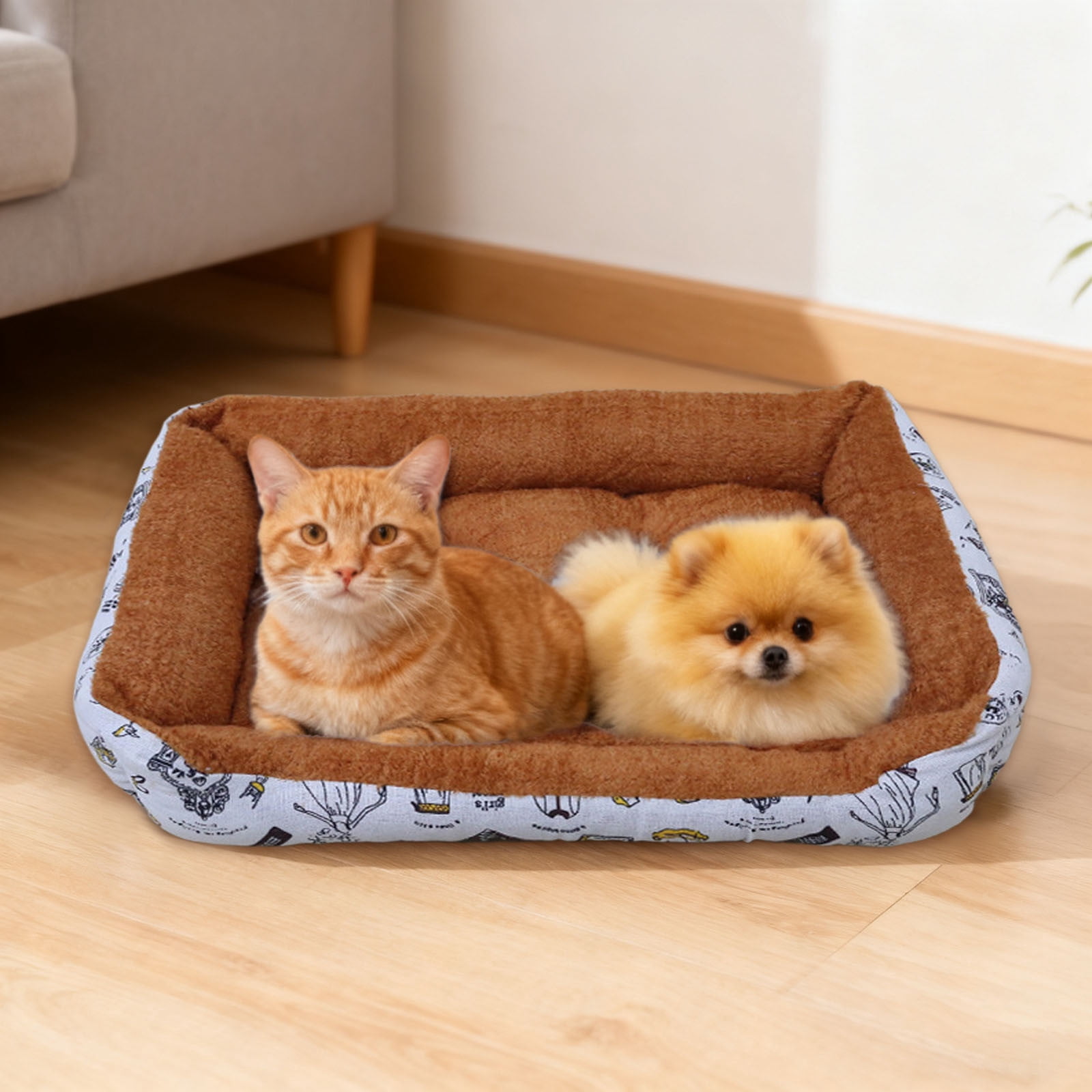 Rectangle Dog Bed Washable, Fluffy Sherpa Pet Bed with Anti- Bottom for Indoor Cats and Small Medium Dogs, Super Comfortable Anti-Anxiety Cuddler Sleeping Bed