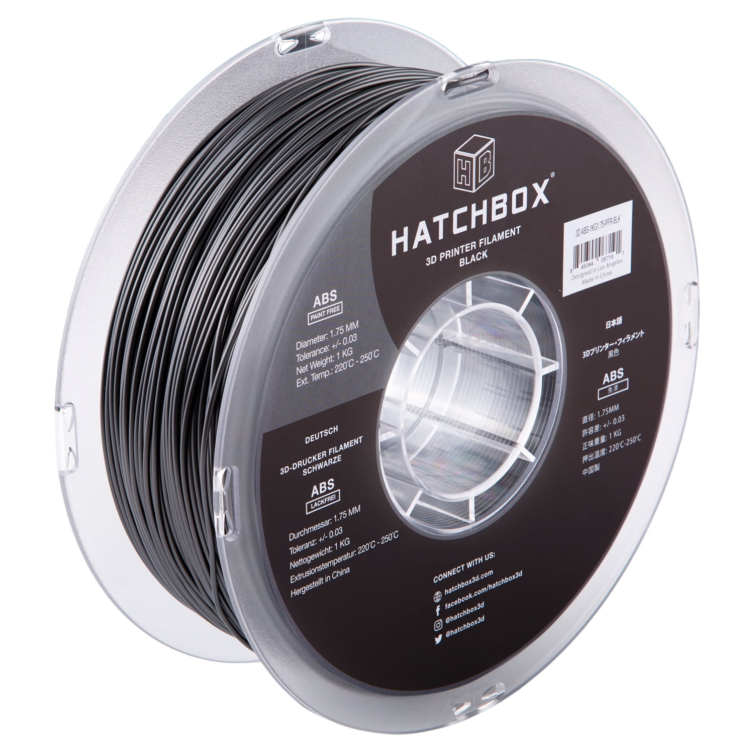 HATCHBOX PaintFree ABS 3D Printer Filament, Dimensional Accuracy +/ 0