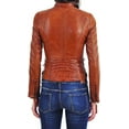 thumbnail image 2 of Celebrity Women's Lambskin Leather Jacket Motorcycle Slim Fit Biker W072, 2 of 3