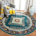 thumbnail image 2 of SAFAVIEH Madison Sonam Floral Bordered Area Rug, Navy/Turquoise, 6'7" x 6'7" Round, 2 of 7