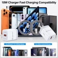 thumbnail image 6 of 2 Pack Type C Charger Fast Charging QC 3.0 18W with 2Pcs 10FT USB-C to C Braided Type C Charging Cables, USB C Wall Charger Compatible with iPhone 17/16/15 Pro Max iPad Pro Galaxy S26 Android, White, 6 of 7