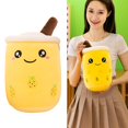 thumbnail image 4 of Milk Tea Cup Pillow Soft Cartoon Bubble Tea Cup Shape Smiling Face Color Matching Fully Stuffed Elastic Couch Car Seat Decor Bed Companion Pillow Doll, 4 of 10