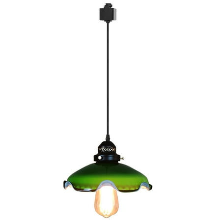 

Kiven H Track Pendant Lightning 1 Light Retro H Track Lighting Green Glass Pendant Lights for Bedroom Kitchen Home Lighting E26 Socket