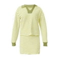 thumbnail image 5 of Arlun Womens Striped 2 Piece Outfits Casual Sweatshirt Skirt Set V-Neck Long Sleeve and Stretch Short Skirts Loose Fit Soft Comfy Workout Matching Loungewear Sets 2-Green XL, 5 of 6