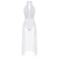 thumbnail image 4 of TiaoBug Womens Sleeveless Mesh Sheer Ballet Dance Dress Flowy Wrap Skirt Leotard Modern Lyrical Dance Costume White XL, 4 of 6