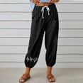 thumbnail image 2 of ameIAEA Womens Elastic Waisted Drawstring Pants Wide Leg Print Casual Trousers with Pockets, 2 of 3