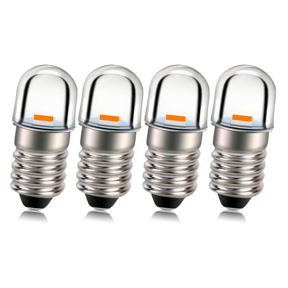 Ruiandsion 4-Pack E10 DC 3V Miniature LED Bulb,50 LM 0.36W Warm Yellow for Mini Flashlight,Replacement