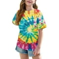 thumbnail image 5 of MKOSPLRT Tie Dye Tops for Girl 5-15 Years Oversized Short Sleeve Shirts Crwe Neck Graphic Tees Loose Fit Blouses Cute Summer T Shirts, 5 of 8